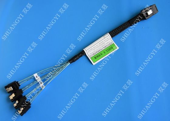 Trung Quốc 30 AWG Mini SAS Serial Attached SCSI Cable , 36P SFF 8087 To SATA Breakout Cable With Latch nhà cung cấp